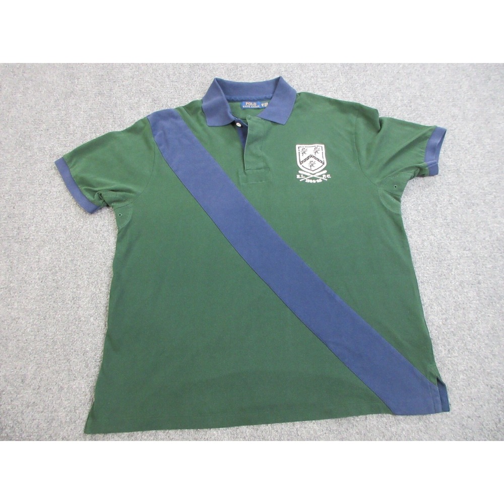 Ralph‎ Lauren Polo Shirt Mens 1XB Green Rugby Patch Crest RLPC Logo